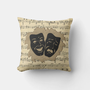 Almofada Máscaras de Teatro e Música Antiquada