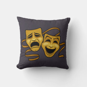 Almofada Máscaras Douradas De Comédia E Teatro De Tragédia