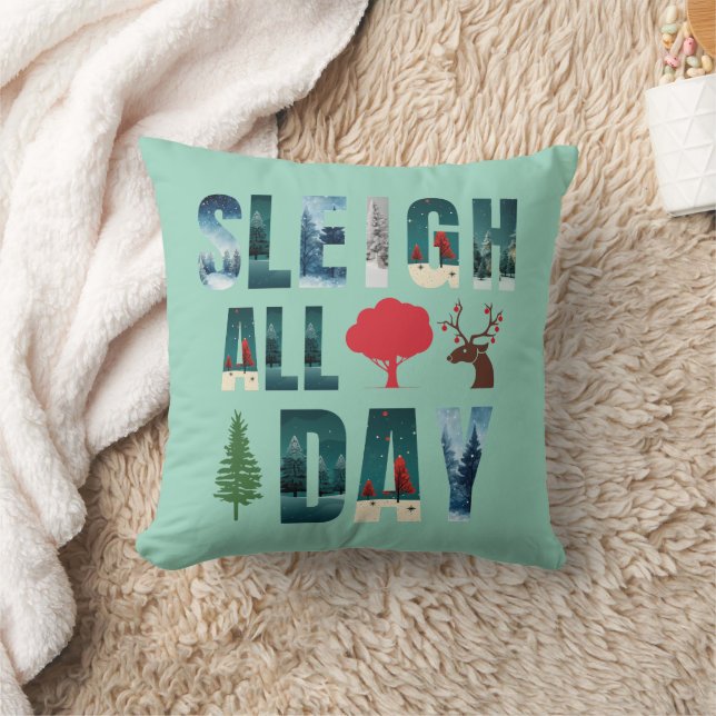 Almofada Máscaras Negros Letras Cenas de Inverno 'Suspirar  (Cobertor)