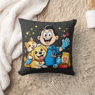 Almofada Mascote de Cuidados Felizes com Animais Desenho An