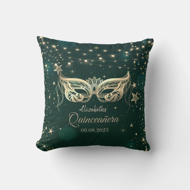 Almofada Masquerade, Estrelas Verdes  Quinceañera (Frente)