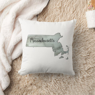 Almofada Massachusetts State Outline Watercolor