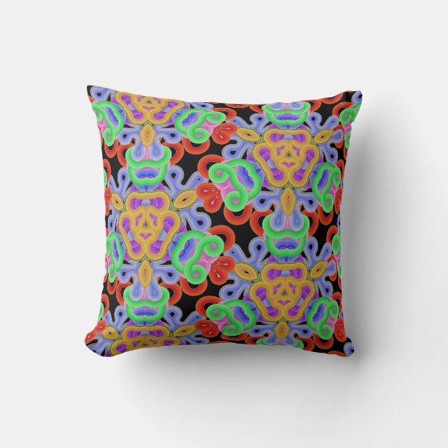 Almofada massas de macarrão, de cor múltipla a preto (Frente)