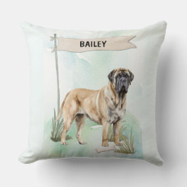 Almofada Mastiff Watercolor Personalized Dog