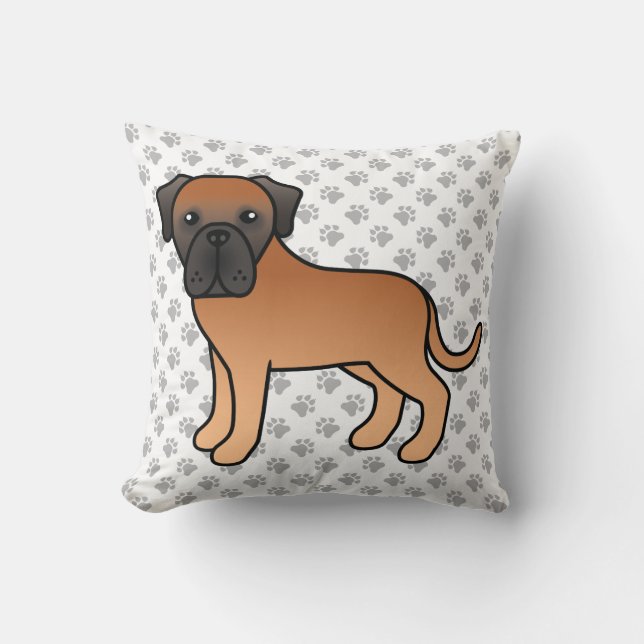 Almofada Mastim Inglês Dourado Cachorro Fofo de Desenho Ani (Frente)