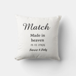 Almofada Match made in heaven add name date simple calligra