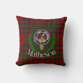 Almofada Matheson Scottish Clan Tartan & Crest