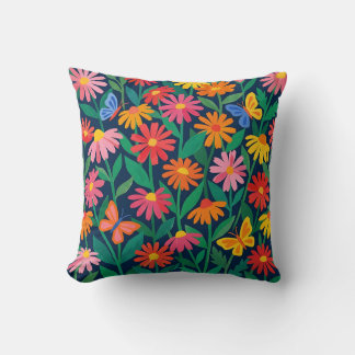 Almofada Matisse‑Style Daisy & Butterfly