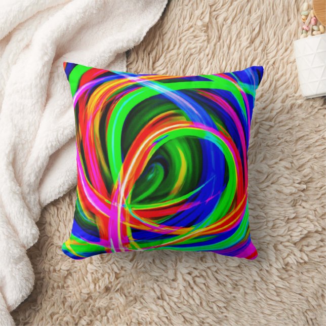 Almofada Matizes Dinâmicas de Neon Abstrato (Cobertor)
