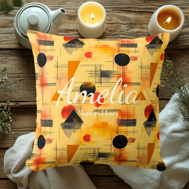 Almofada Matizes Quentes - Alça Geométrica Pêssego e Preto (Criador carregado)