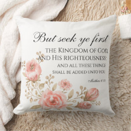 Almofada Matthew 6:33 Procure a primeira escritura floral