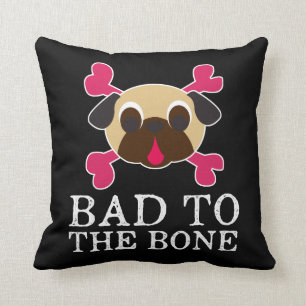 Almofada Mau ao travesseiro dos Crossbones do Pug da jovem
