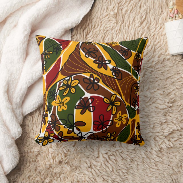 Almofada Máximo Floral Neuro Art - Amarelo castanho (Cobertor)