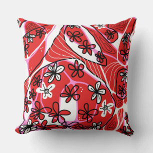 Almofada Máximo Floral Neuro Art - Rosa Vermelho