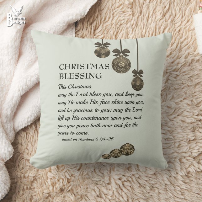 Almofada MAY THE LORD BLESS YOU Christian Christmas (CHRISTMAS BLESSING  Christian Throw Pillow based on Numbers 6 with customizable text.)