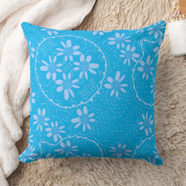 Almofada Maz Floral Bolhas Bolinhas Turquoise Azul (Cobertor)