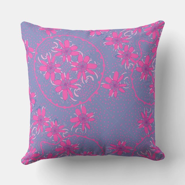 Almofada Maz Floral Bubbles Bolinhas Periwinkle Fuchsia (Verso)