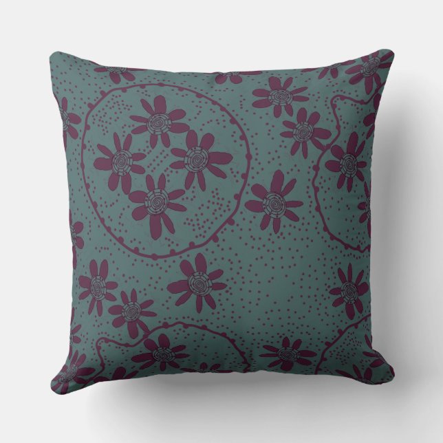 Almofada Maz Floral Bubbles Polka Dusty Seaweed EggPlant (Verso)