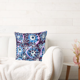Almofada Mazipoodles Amor Flores - Azul Indigo Branco Lilac