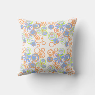 Almofada Mazipoodles Bolhas Florais - Laranja Branco Azul