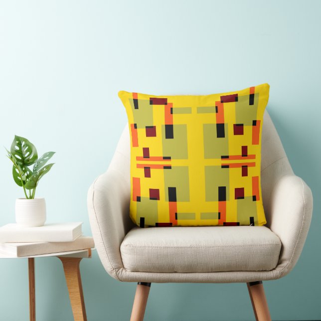 Almofada Mazipoodles Geométrico Abstração Amarelo (Cadeira)