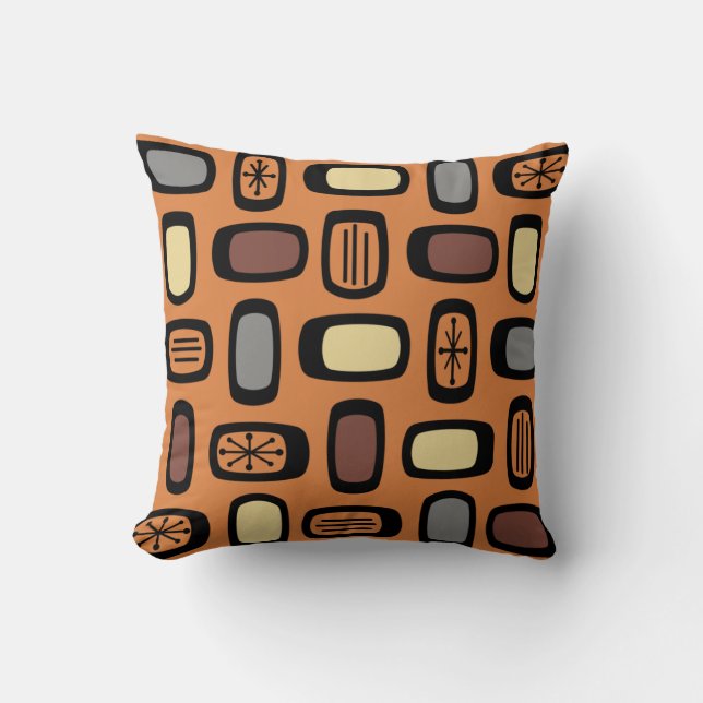 Almofada MCM Arredondado do Meio-Século Laranja Marrom (Frente)