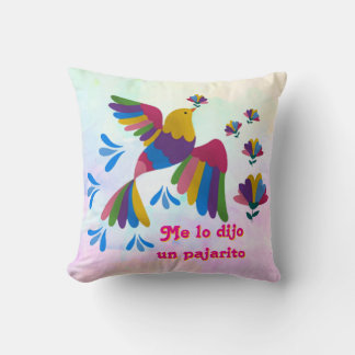 Almofada 'Me lo dijo un pajarito' arte mexicano