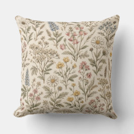 Almofada Meadow Botanica – Flor Silvestre Vintage