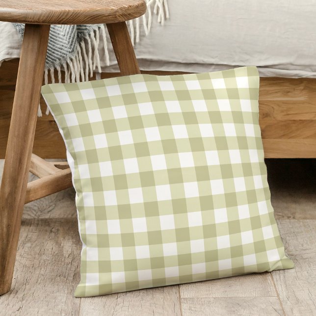 Almofada Meadow Gingham - xadrez verde de sábio. (Criador carregado)