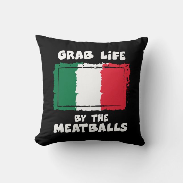 Almofada Meatball italiano engraçado Italia Flag1 da ideia (Frente)