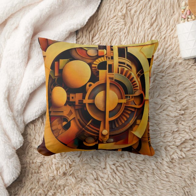 Almofada Mecanismo Dourado Abstrato Steampunk (Cobertor)
