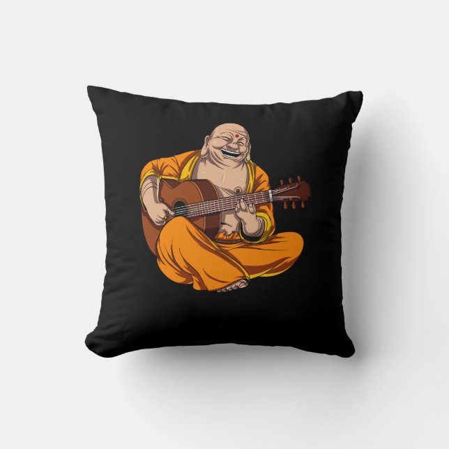 Almofada Meditação de Buda tocando violão Zen Yoga (Frente)