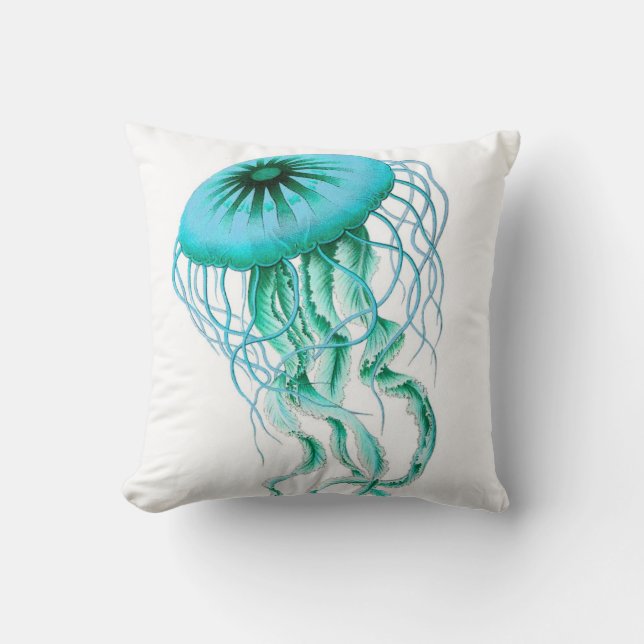 Almofada Medusa de turquesa náuticas/travesseiro decorativo (Frente)