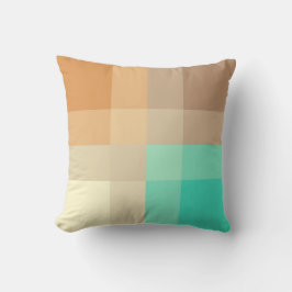 Almofada Mega xadrez do século médio - bronzeado e turquesa