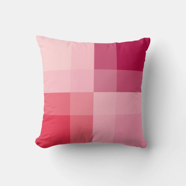 Almofada Mega xadrez do século médio - rosa e vinho (Frente)