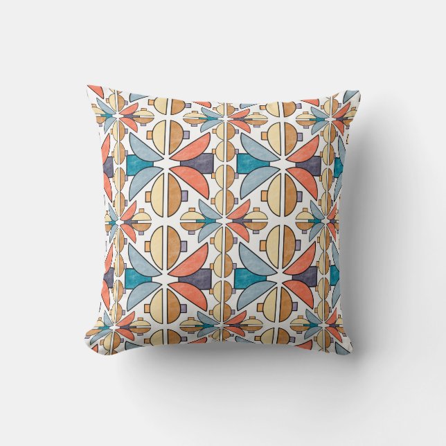 Almofada Meia Lua em Coral e Teal (Frente)