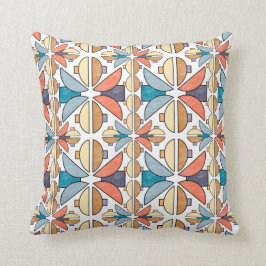 Almofada Meia Lua em Coral e Teal