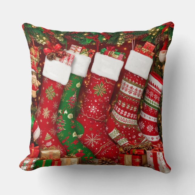 Almofada Meias de Natal vibrantes (Frente)