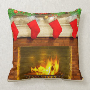 Almofada Meias do Natal e travesseiro decorativo da lareira