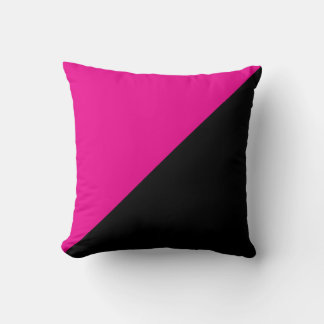 Almofada Meio Rosa Quente e Preto em Diagonal Colorblock