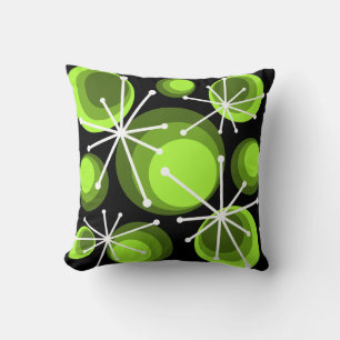 Almofada Meio século Círculos Starbursts Chartreuse