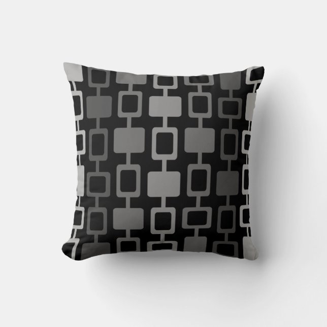 Almofada Meio século Colunas Quadradas Modernas Cinzas Pret (Frente)