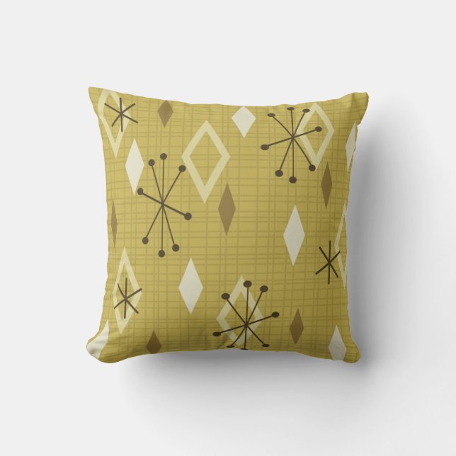 Almofada Meio século de diamantes modernos amarelo (Frente)