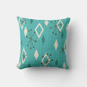 Almofada Meio século Diamantes Starbursts Turquoise