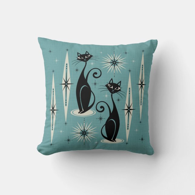 Almofada Meio século médio em azul (Frente)