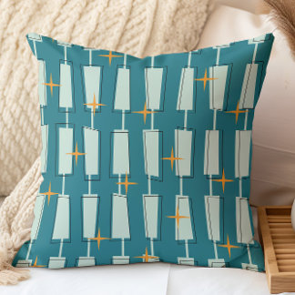 Almofada Meio século Modern Atomic Blocks Teal, Aqua