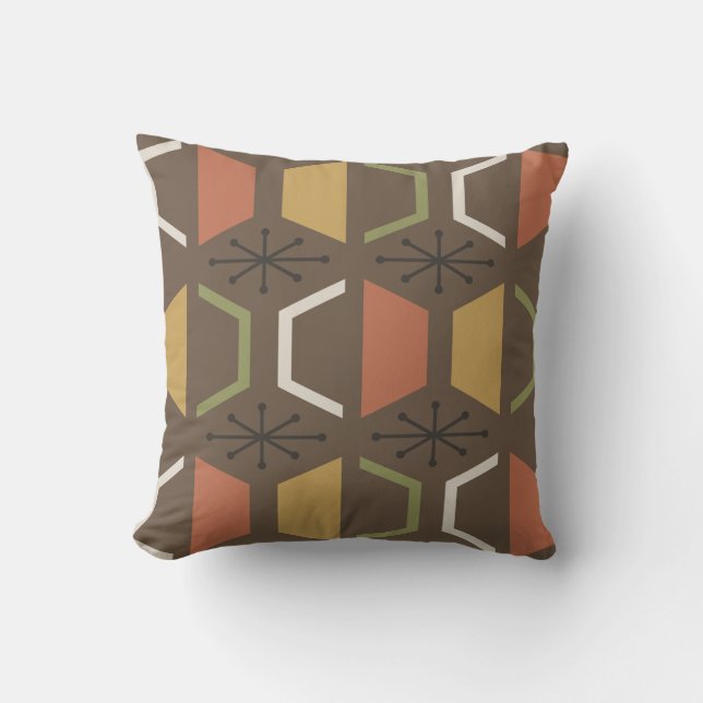 Almofada Meio século Modern Hexagon Brown (Frente)