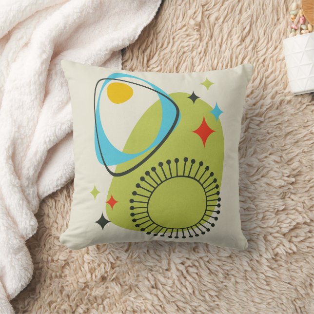 Almofada Meio século Moderna Idade Atômica 14 Verde, Azul (Cobertor)