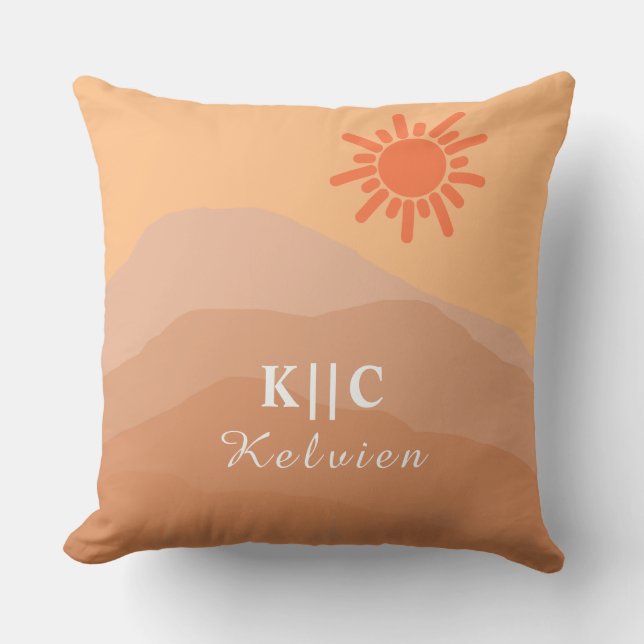 Almofada meio século moderno boho retro montanha abstrato (Frente)