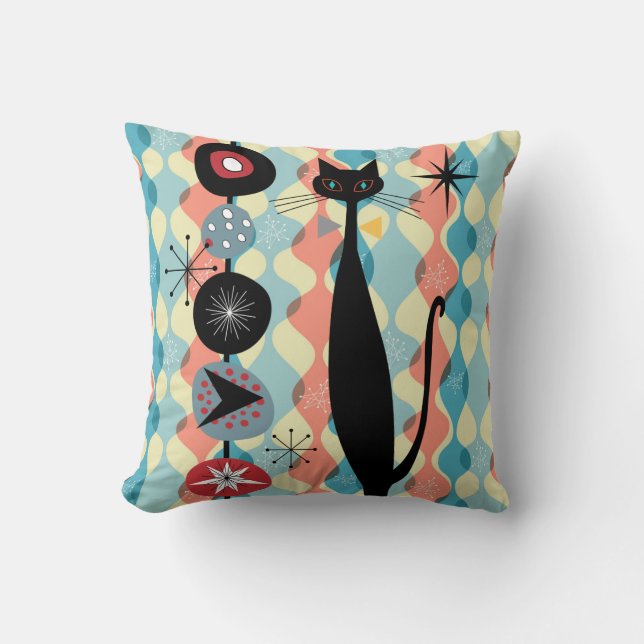 Almofada Meio século Moderno da Era Atômica MCM Legal Cat 1 (Frente)